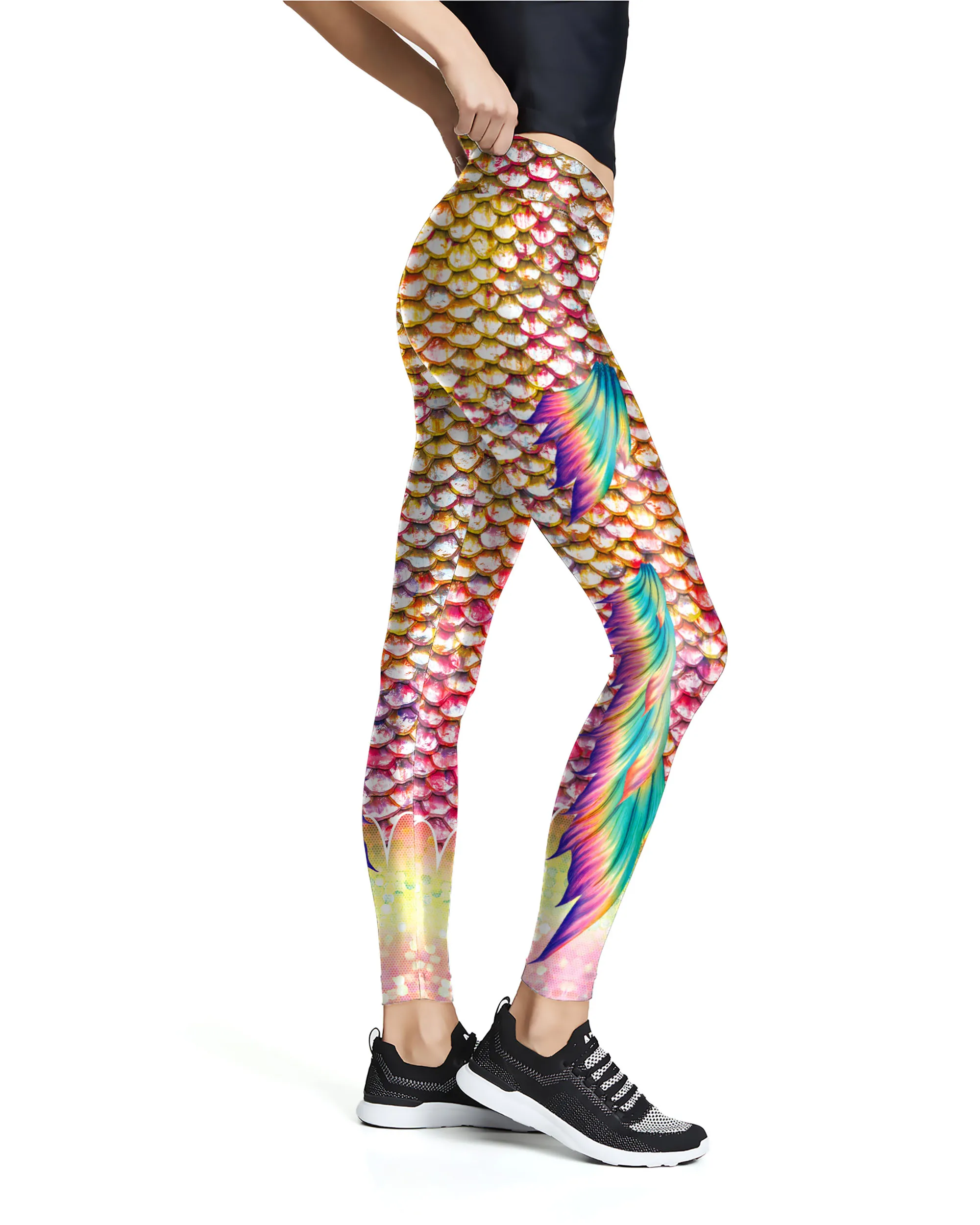 Leggings con estampado 3D de sirena para mujer, pantalones ajustados de calle, mallas deportivas informales a la moda, 2021