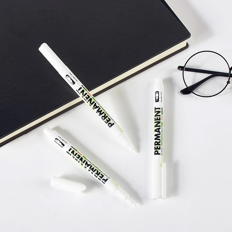 3Pcs/set Highlighter Marker Pens White Oily Waterproof Plastic Graffiti Gel Pen for Writing Drawing Stationery school supplies