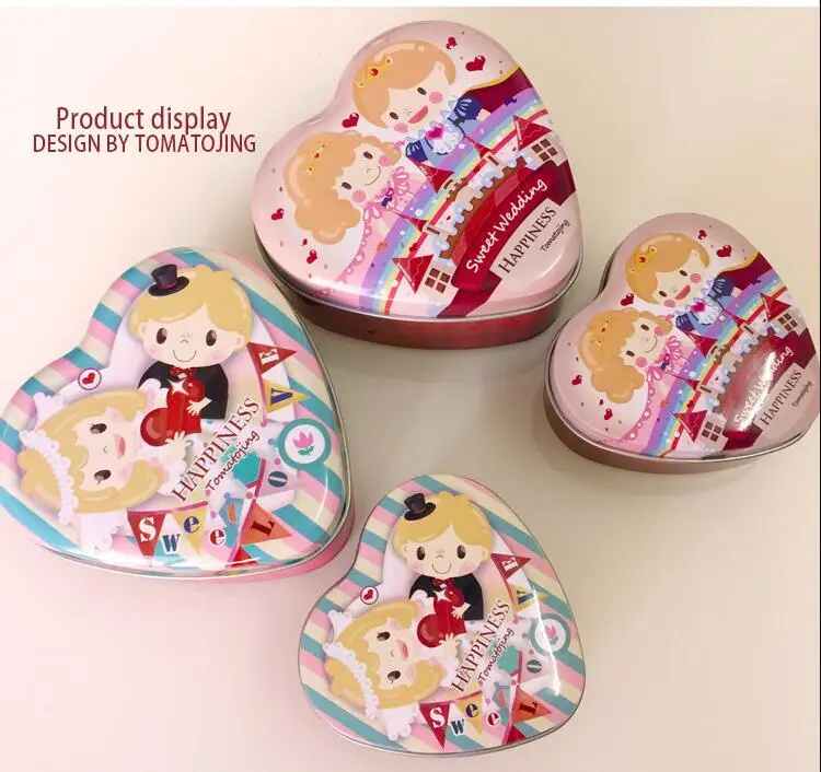 4pc/lot Heart Shape Wedding Candy Box Chocolate Tin Box  tin case Chocolate Box Wedding party Gift Box