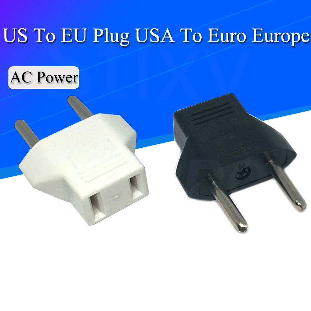 

Universal US To EU Plug USA To Euro Europe Travel Wall AC Power Charger Outlet Adapter Converter 2 Round Socket Input Pin