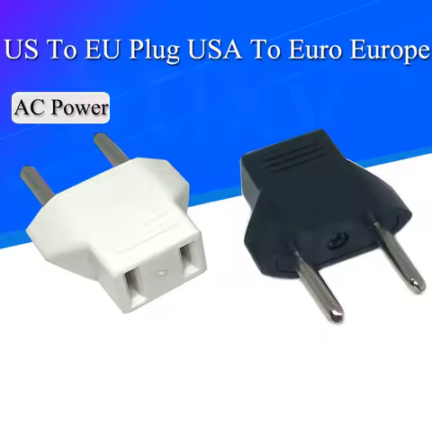 범용 US-EU 플러그, USA-유럽 여행 벽 AC 전원 충전기, 콘센트 어댑터 컨버터, 2 라운드 소켓 입력 핀