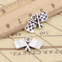 10pcs Charms Racing Flag 13x22mm Tibetan Silver Color Pendants Antique Jewelry Making DIY Handmade Craft Pendant