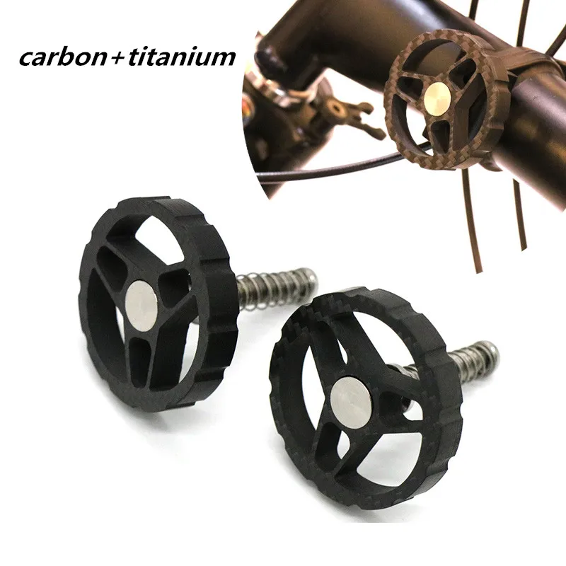 1pair Folding bicycle hinge clamp titanium shaft carbon wrench for brompton bike ultra light Round carbon hinge clamp