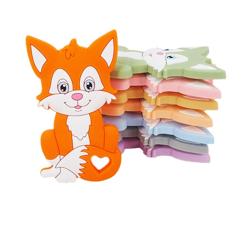 

Chenkai 10PCS Silicone Fox Shape Baby Teether Animal Chewable Pacifier DIY Infant Smoothing Sensory Teething Accessories ToyS