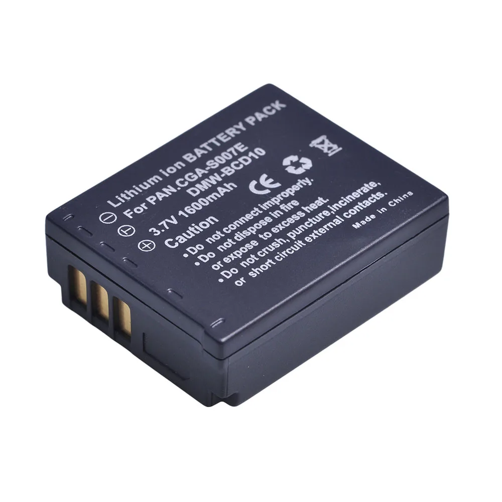 1600mAh CGA-S007E CGA-S007 DMW-BCD10 battery for Panasonic DMC TZ1, TZ2, TZ3, TZ4, TZ5, TZ50,TZ15, CGA S007E S007 DMW BCD10