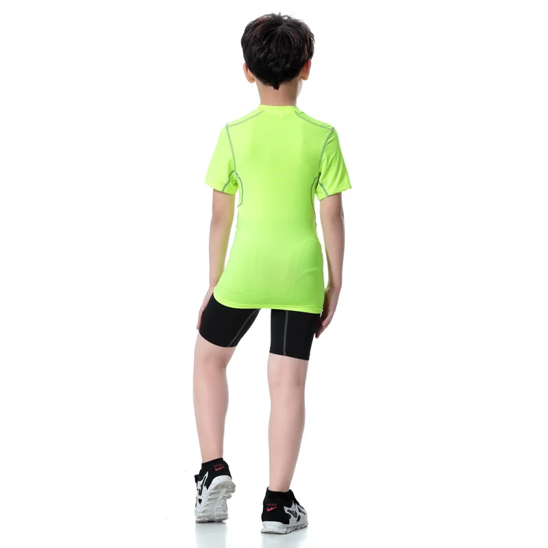 Children Kids Teens Girls Boys Running T-shirt Only Quick Dry Short Sleeves Tight Compression Sport Base Layer Tops Custom Logo