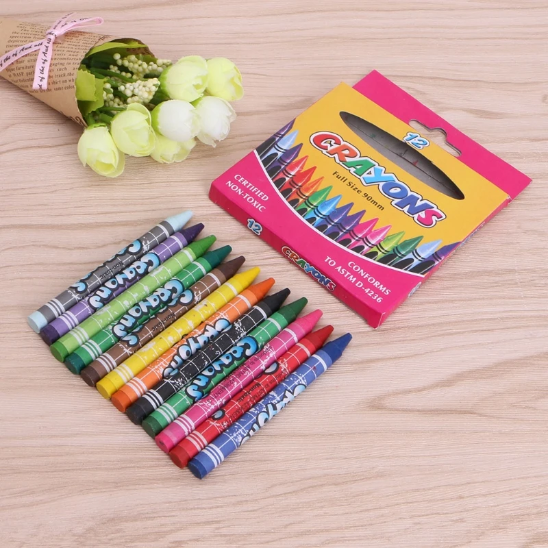 12 Colors Safety Student Drawing Set Colorful Kids Paint Stik Pen