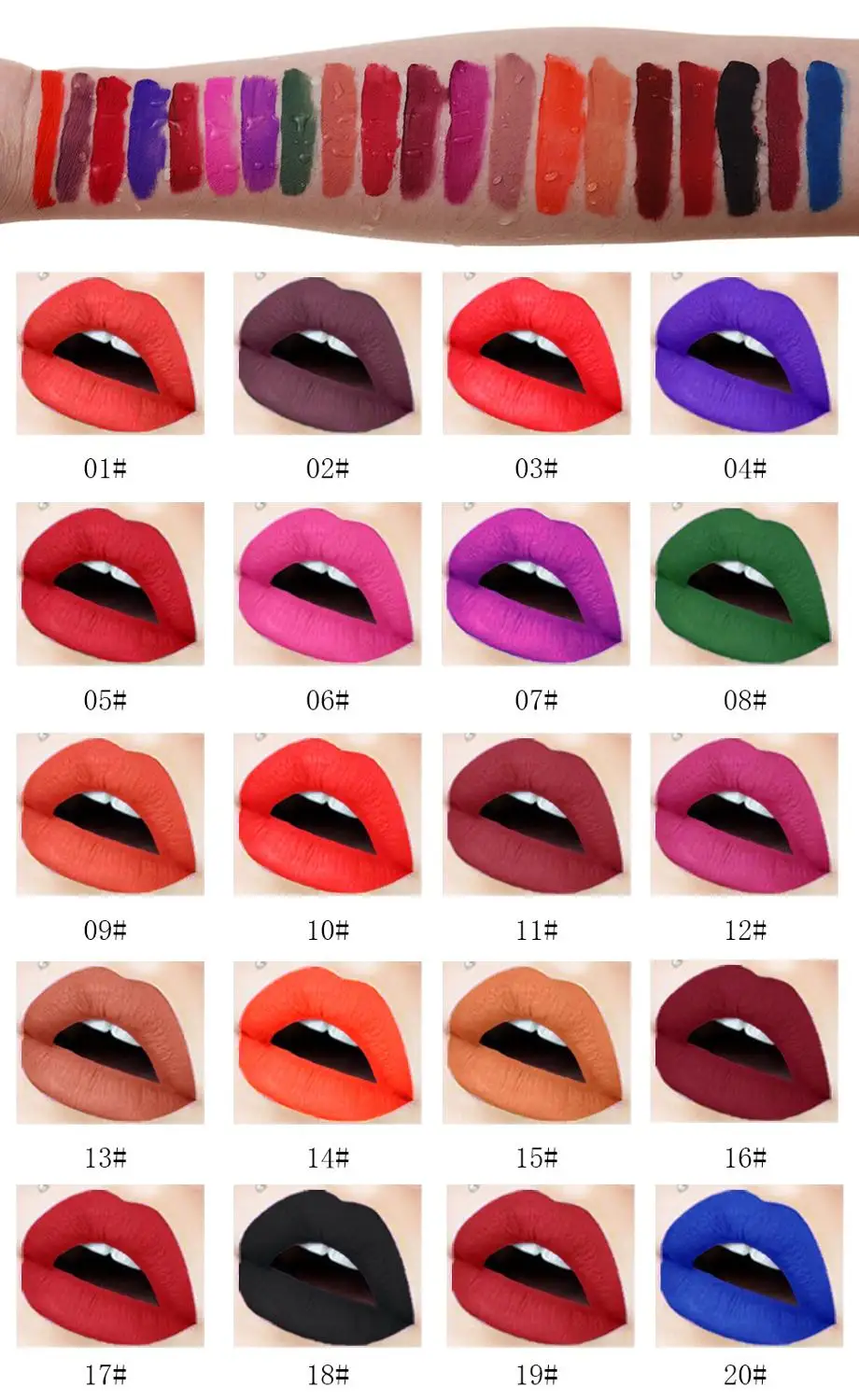 Wholesale Matte Liquid Lipstick Cosmetic Bulk Waterproof Long Lasting with Private label 20 color Customized liquid lipstick