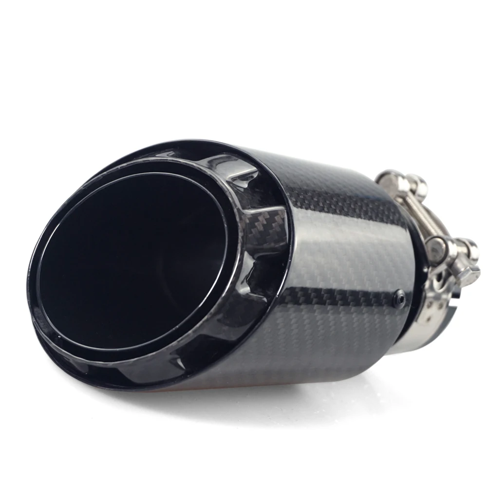 ใหม่รถคาร์บอนท่อไอเสียท่อไอเสียสามชั้นBullet Shape Universalตรงสแตนเลสสีดําท่อไอเสียท่อ