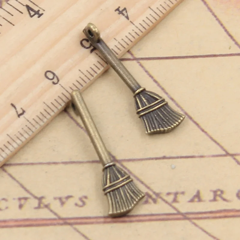 20pcs Charms Beson Broom 27x10mm Tibetan Bronze Silver Color Pendants Antique Jewelry Making DIY Handmade Craft