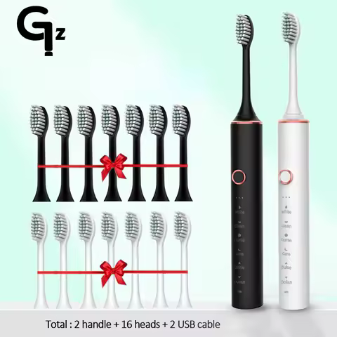 GeZhou Electric Toothbrush Rechargeable IPX7 Waterproof Sonic Toothbrush for children 18 Mode Travel Toothbrush 16 Brush Heads