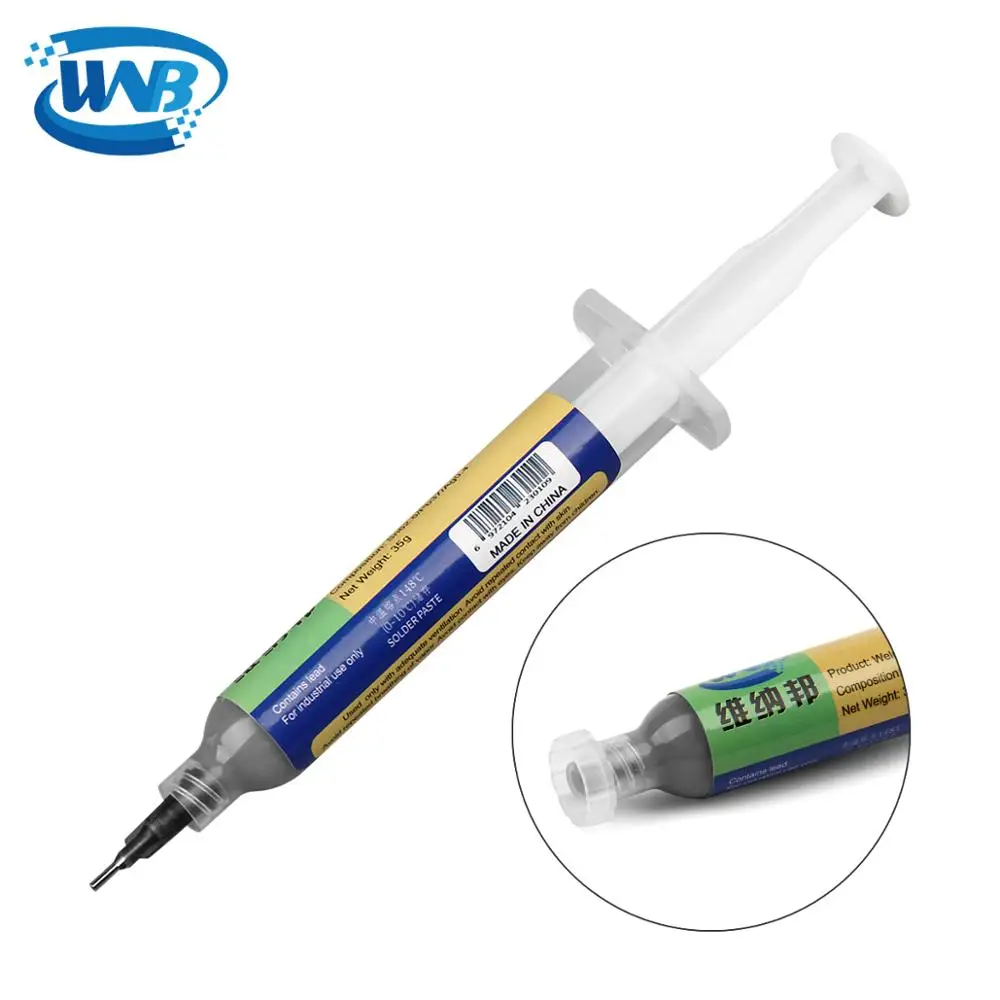 WNB 10cc Sn62.6/Pb37/Ag0.4 siringa saldatura stagno pasta punto di fusione 148 ℃ pasta saldante flusso di saldatura per riparazione Stencil scheda BGA