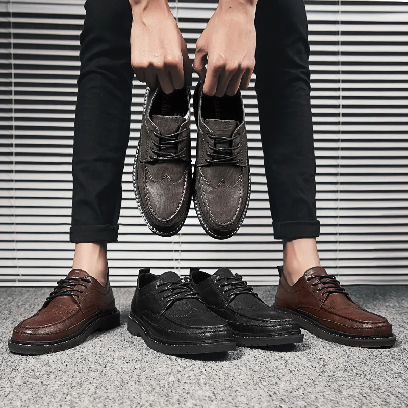 

Кроссовки мужские кожаные, плоская подошва, на шнуровке, Повседневная модная брендовая удобная мягкая обувь