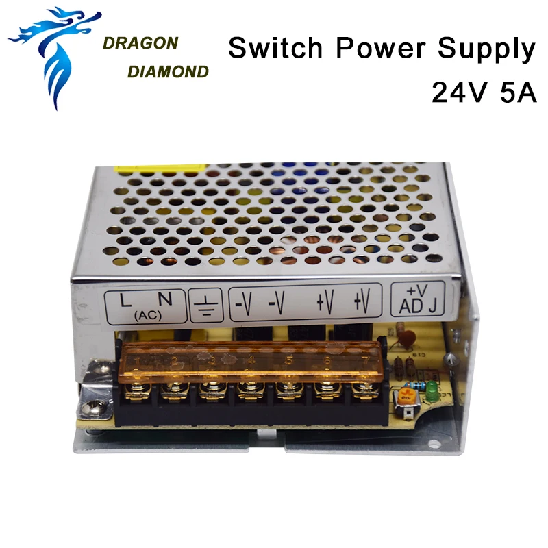 Fuente de alimentación con interruptor láser Co2, 24V CC, 5A, para controlador de Rudia Trocen, grabador y máquina de corte