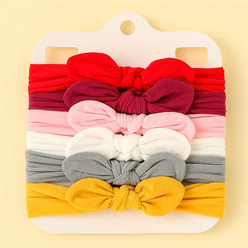 6Pcs Baby Girl Headband Bows Elastic Headbands Hair Band For Girls Solid Color Kids Toddler Turban Baby Hair Accessories