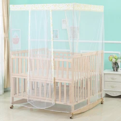 Folding Twins Crib Splicing With Large Bed, Solid Pine Wood Newborn Baby Cot, Can Change To Rocking Cradle, Mosquito Net Include