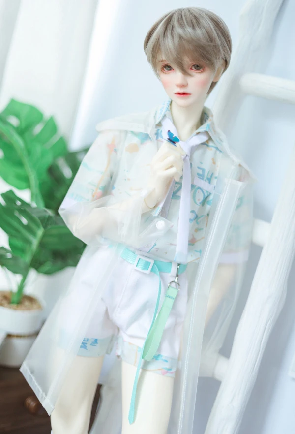 G10-224  1/4 1/3 Uncle SSDF POPO68 SD 10 BJD MSD doll baby clothes Transparent hooded raincoat with shirt socks 6pcs/set