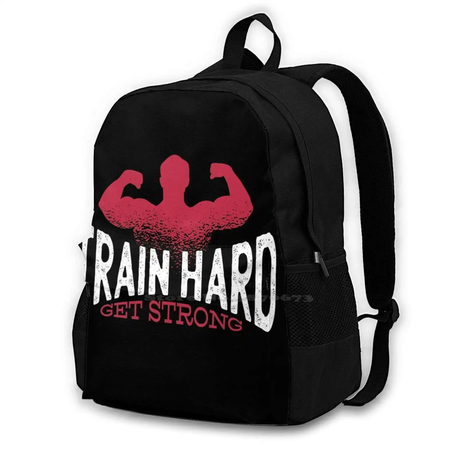 

Train Hard Get Strong T-Shirt Women Men Teens Laptop Travel School Bags Training Bodybuilding Fitness Weightlifting Running Gym