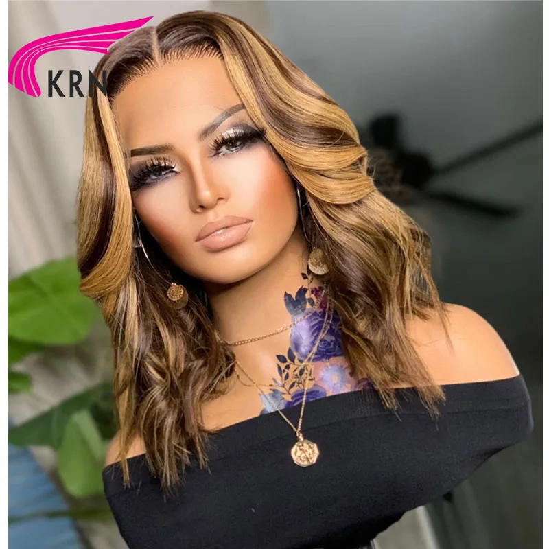 Korte Human Hair Pruiken Voor Vrouwen 13X4 Lace Deel Pruik Midden Deel Kant Frontale Human Hair Pruik Brazilian Wave Remy Human Hair Pruik