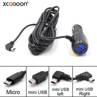 Mini Micro USB Car Charger 3.5meter 5V 3.4A With 2 USB Ports for Car DVR Dash Camera GPS Video Recorder, Input DC 8V-36V