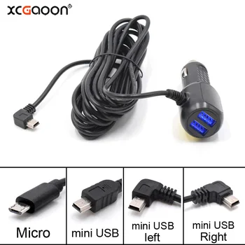 Mini caricabatteria da auto micro USB 3,5 metri 5 V 3,4 A con 2 porte USB per videoregistratore GPS per telecamera da cruscotto DVR per auto, ingresso DC 8 V-36 V