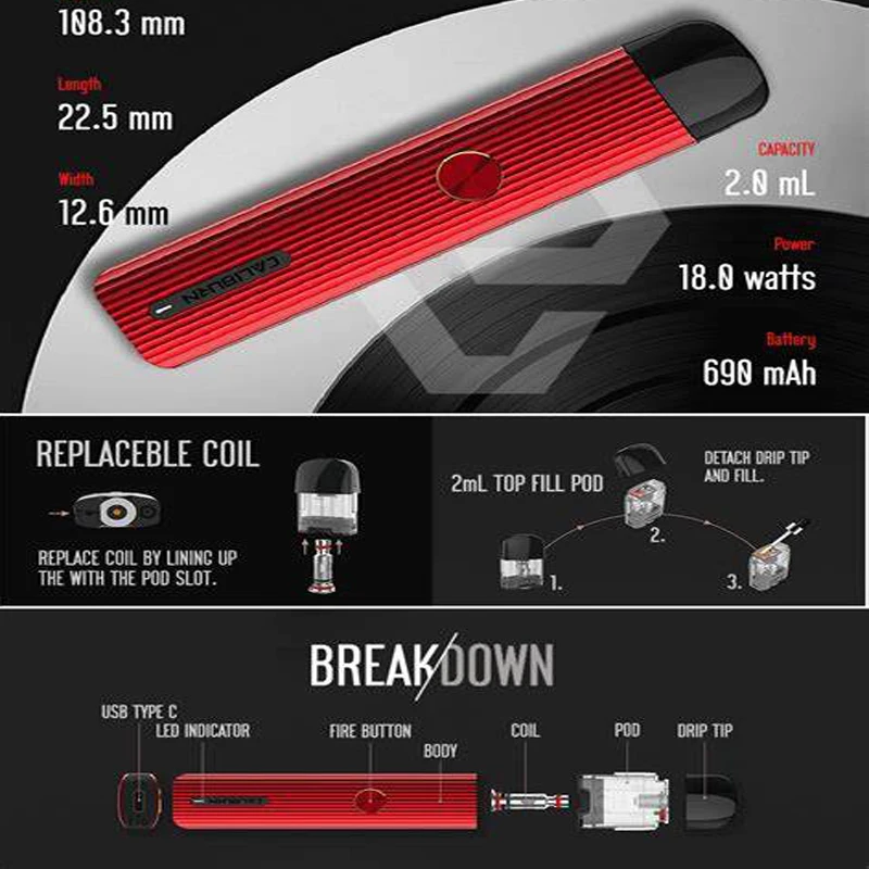 Kit penna Vape UWELL Caliburn G originale per O.8ohm Caliburn G Coil 690mAh batteria 2ml cartuccia Pods Kit sigarette elettroniche