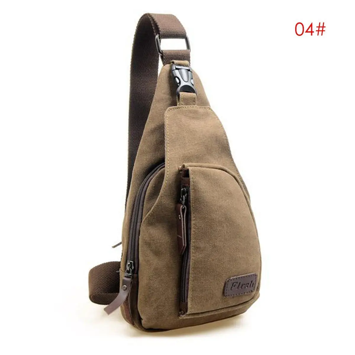 New Men Vintage Canvas Leather Satchel Shoulder Sling Chest Pack Bag