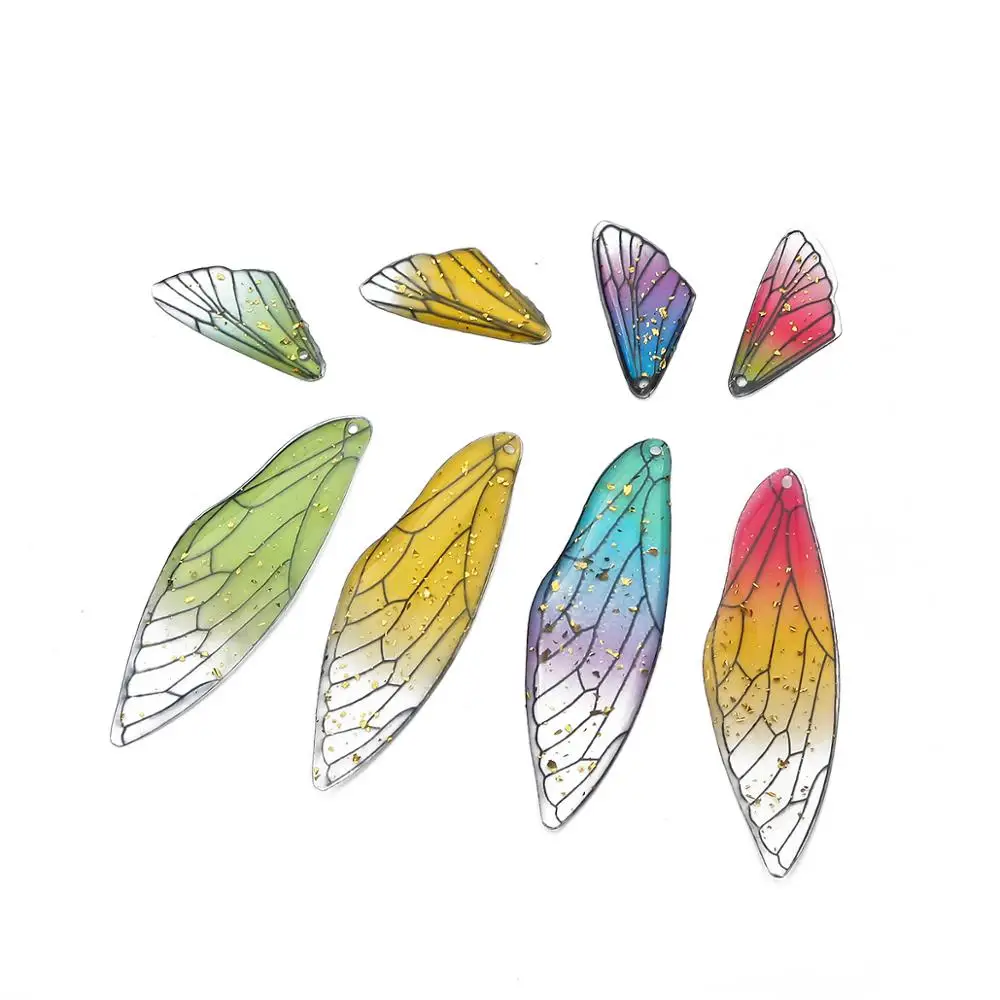 2pcs Cicada Wings Pendants UV Resin Transparent Material Filling Wing Charms Sticker for Jewelry Making DIY Earrings Necklace