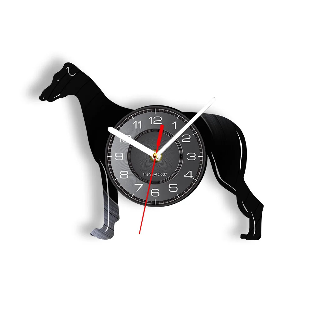Hound Dog Greyhound Vinyl Record Wall Clock Sighthound Dog Breed Silhouette Home Decor Puppy Lover Whippet Artwork Timepieces