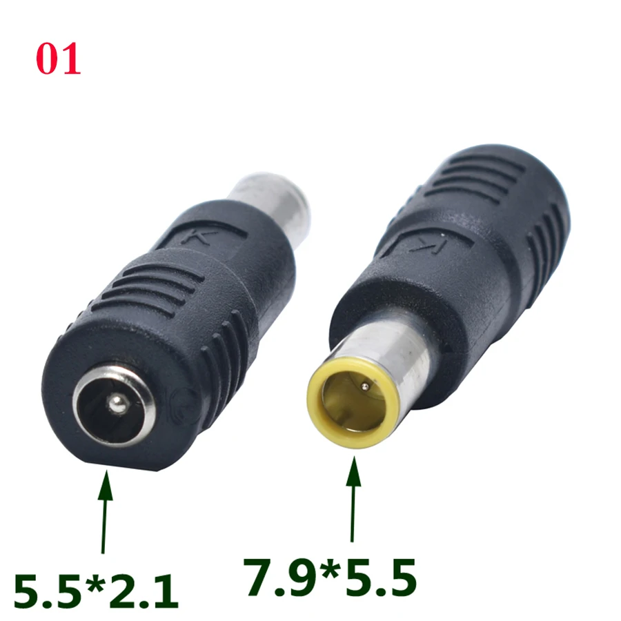 Connecteur DC 5.5x2.1mm femelle vers 2.5 × 0.7, 3.0 × 1.1, 3.5 × 1.35, 4.0 × 1.7, 4.8 × 1.7, 1 pièce adaptateur d\'alimentation mâle pour ordinateur