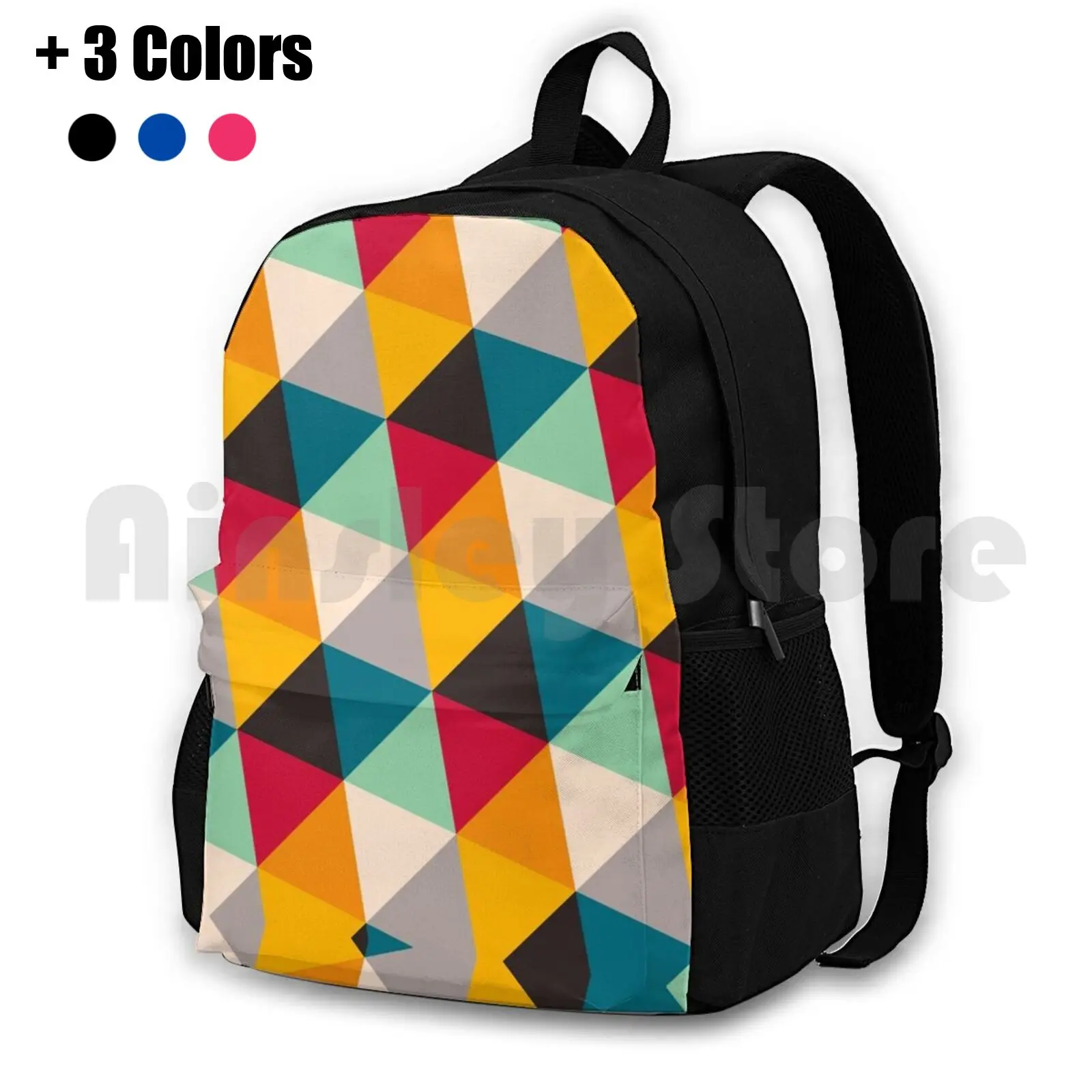 Multicolor Outdoor Hiking Backpack Riding Climbing Sports Bag Colorful Pattern Geometric Geo Pattern Geopattern