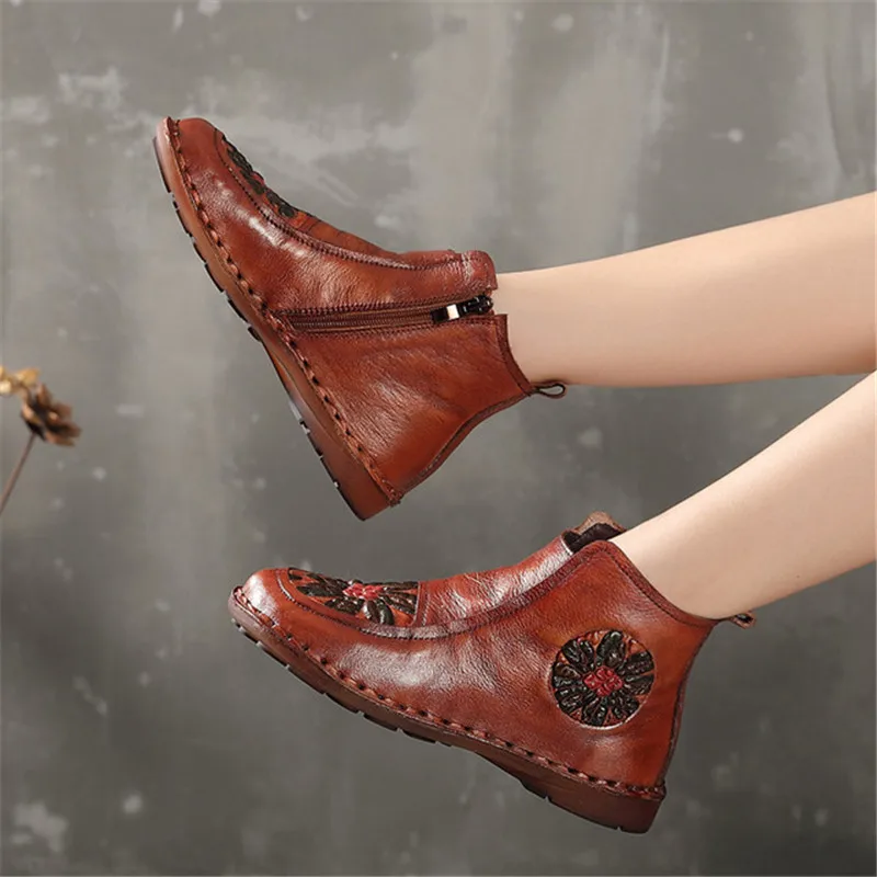 Martin boots, leather flat leisure fashion boots new Chelsea comfortable national style restoring ancient ways women's boots