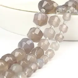 Natural Gray Agates Gem Minerals Stone Olive Shape Faceted Loose Spacer Beads for Jewelry DIY Making Charms Bracelet Accessories