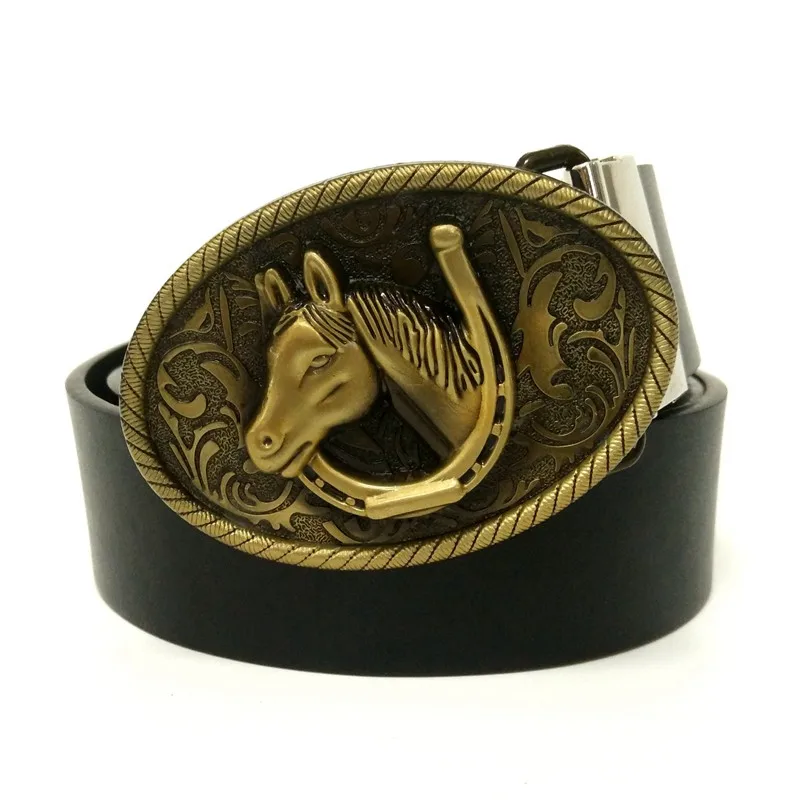 Antique Silver Bronze Western Horse Horseshoe Metal Belt Buckle for Casual Jeans Cowboy DIY Accessories Cool Gifts Drop Shipping