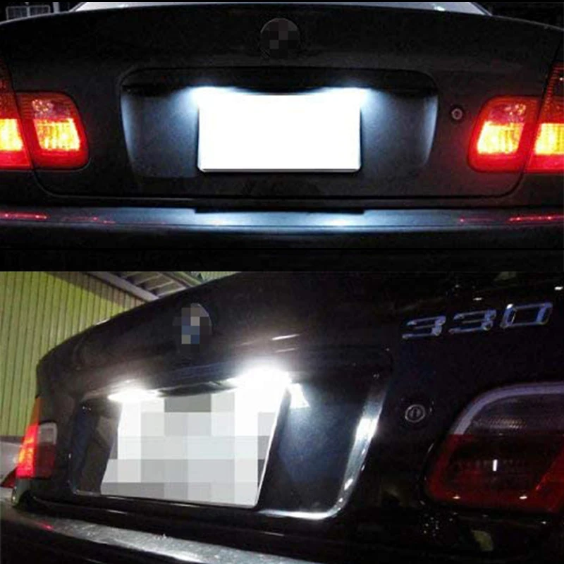 iJDM 12V LED Oświetlenie tablicy rejestracyjnej Białe diody LED CANBUS Samochodowe bezbłędne oświetlenie tablicy rejestracyjnej do BMW E46 4D 5D