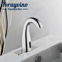 Torayvino Infrared Faucets Spray Sink Tap Mixer Basin Sensor Brass Solid Bathroom Only Cold Water Classic Deck Mounted