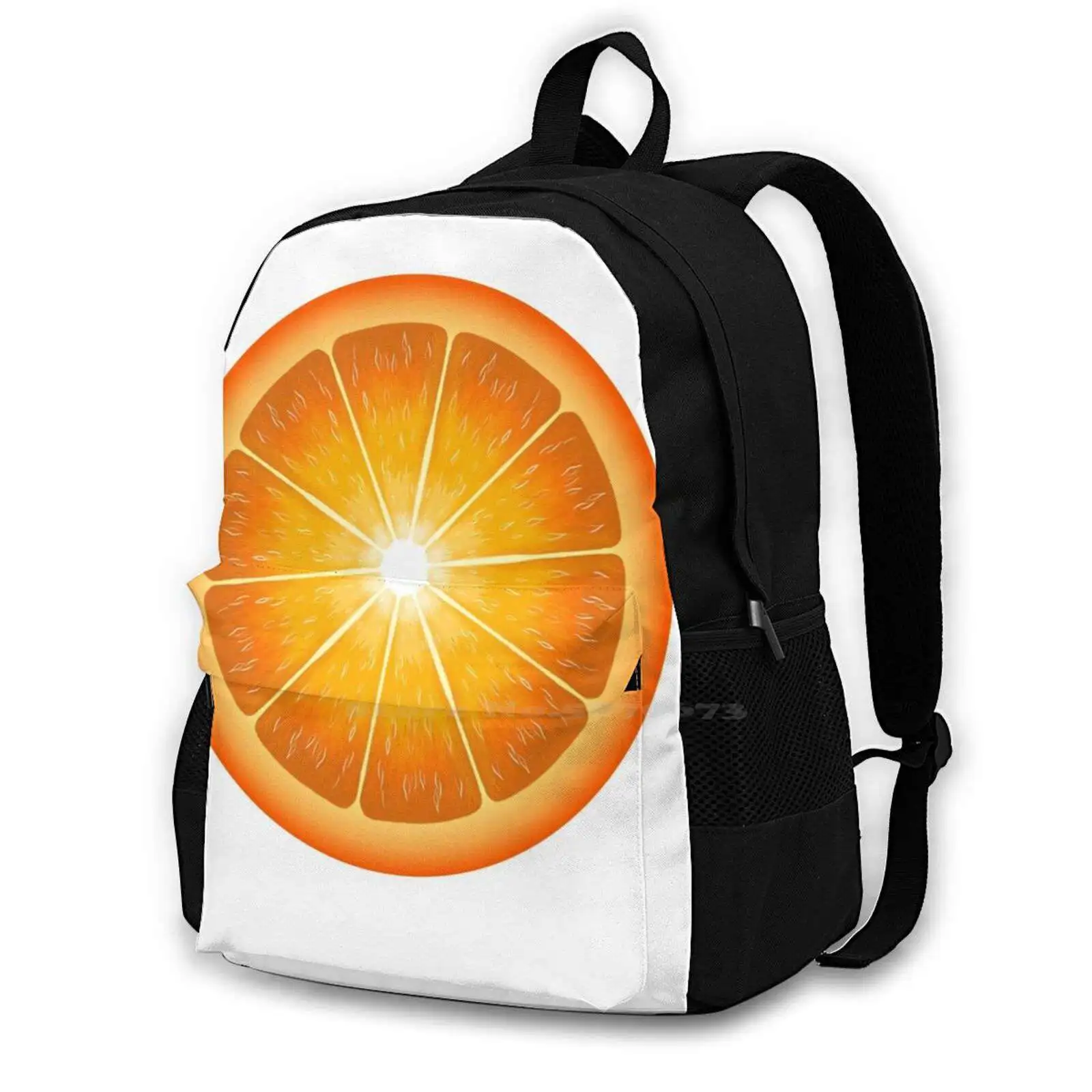 Empowering Orange Pattern Design Bag Student'S Backpack Orange Fruit Vegan Plantbased Raw Food Natural High Vibrational Cruelty