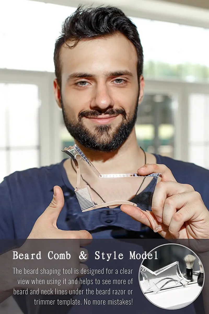 Peigne à barbe Transparent pour hommes, pochoir, léger et Flexible, s'adapte à l'outil tout-en-un, outil de mise en forme de la barbe