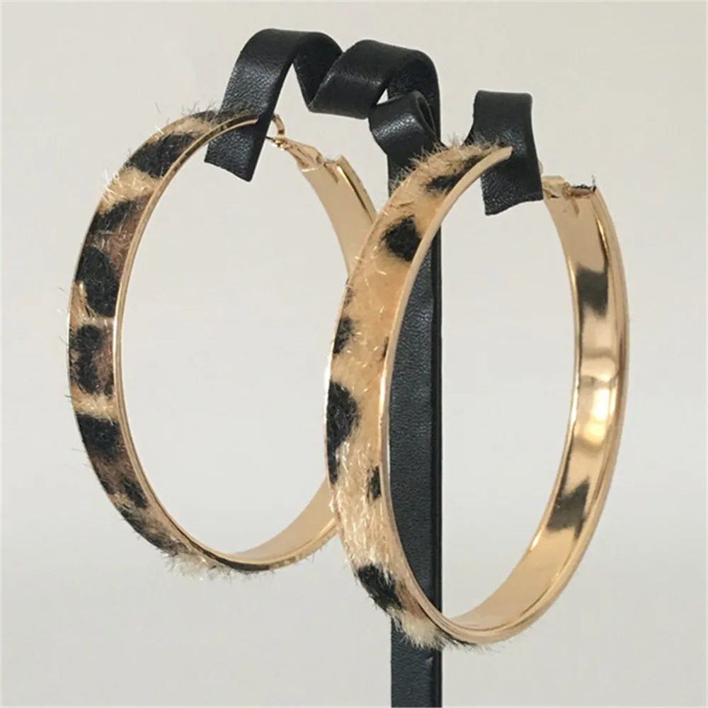 High Quality Personality Exaggerate Big Hoop Earrings Snake Leopard Zebra Skin Print Hoop Earrings for Women Special Party