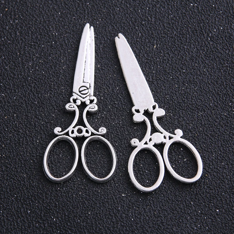 6pcs/lot 25*60mm Two color Antique Metal Alloy Big Scissors Charm Pendants Jewelry Charms