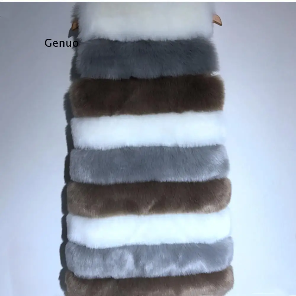 Women Autumn Winter Coat Overcoat Warm Fur Vest Jacket Sleeveless Faux Fur Vest Coat Women Patchwork Color Fake Fox Fur Vest