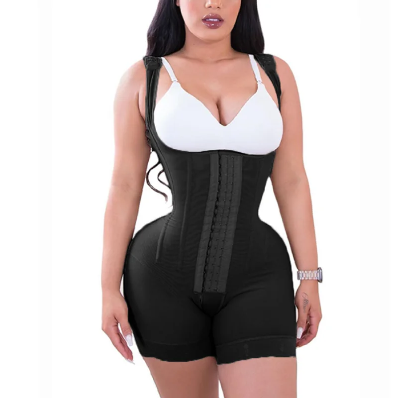 Women's  A Comfy Shaping Jumpsuit Flatten Abdomen Waist and Hips Zip Front Closure Shapewear Firm Tummy Compression Butt Lifter