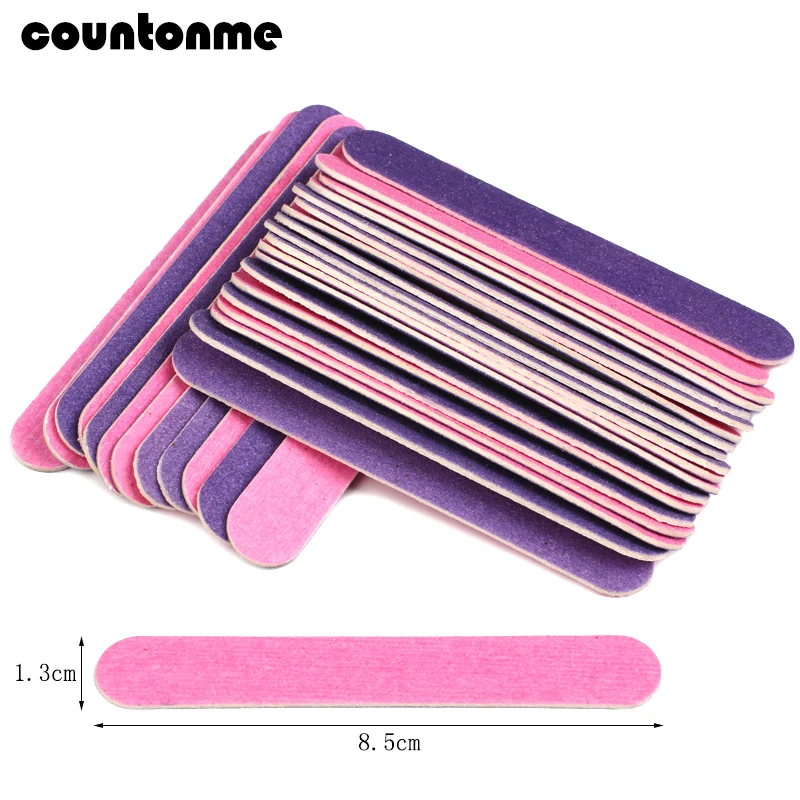 100 sztuk dwustronne pilniki do paznokci z drewna jednorazowe Mini narzędzia do Manicure paznokci ziarno 150/180 85mm Pedicure szlifowanie drewniany bufor do paznokci
