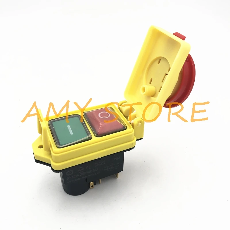 CK21D CK21 2-Button IP54 Waterproof Botton 5-Pin Momentary Electromagnetic Switch 250VAC 16(12)A 5E4 Cutting Machine