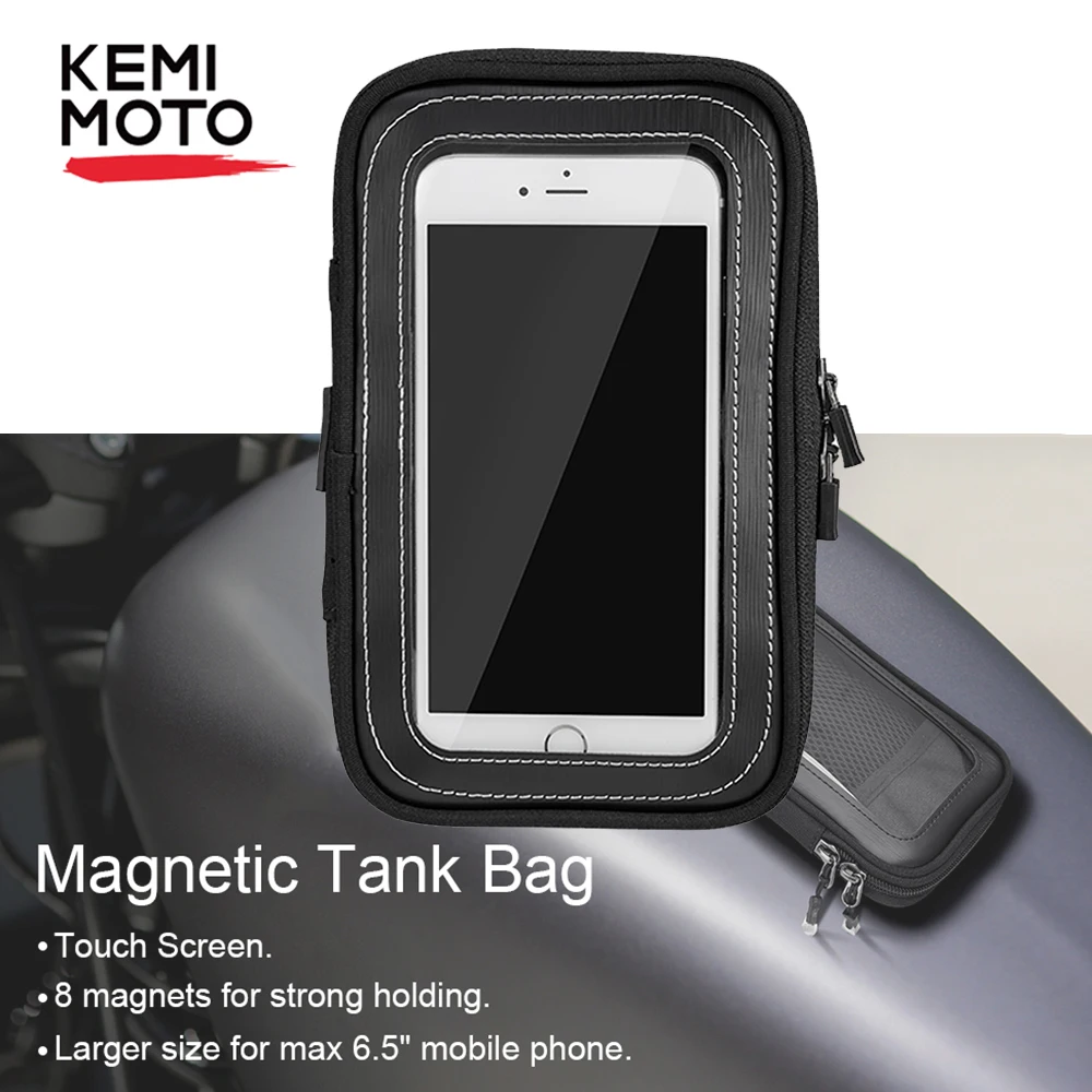 

KEMiMOTO Motorcycle Magnetic Tank Bags 6.5" Touch Screen Cell Phone GPS Bag For BMW R1200GS For Kawasaki For Sportster Touring