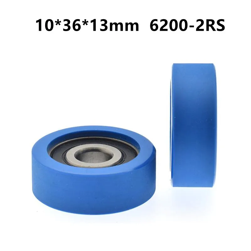 

10pcs/50pcs 10*36*13mm Roller Bearing Friction Pulley Silent Guide Wheel Of Conveyor Belt Polyurethane PU 6200-2RS 10x36x13mm