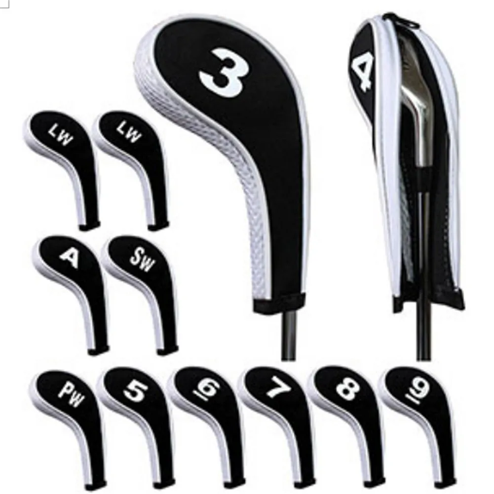 10 Pcs Golf Club Head Iron Covers Zippered Neoprene Protective Portable Durable Tool  new