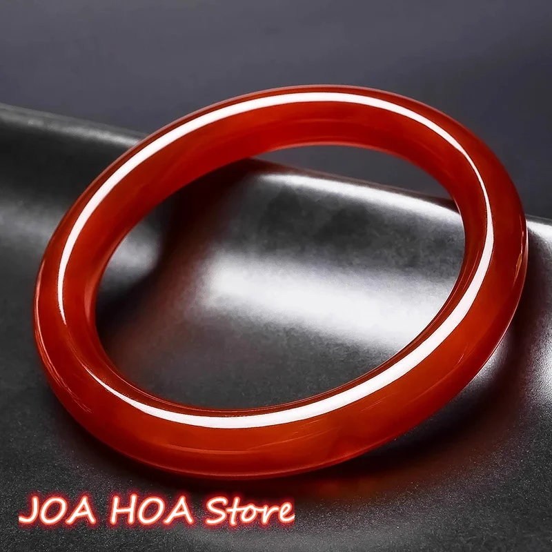 

Natural Red Agate Chalcedony Hand Carved Engraved Bangle Ladies Jade Bracelet