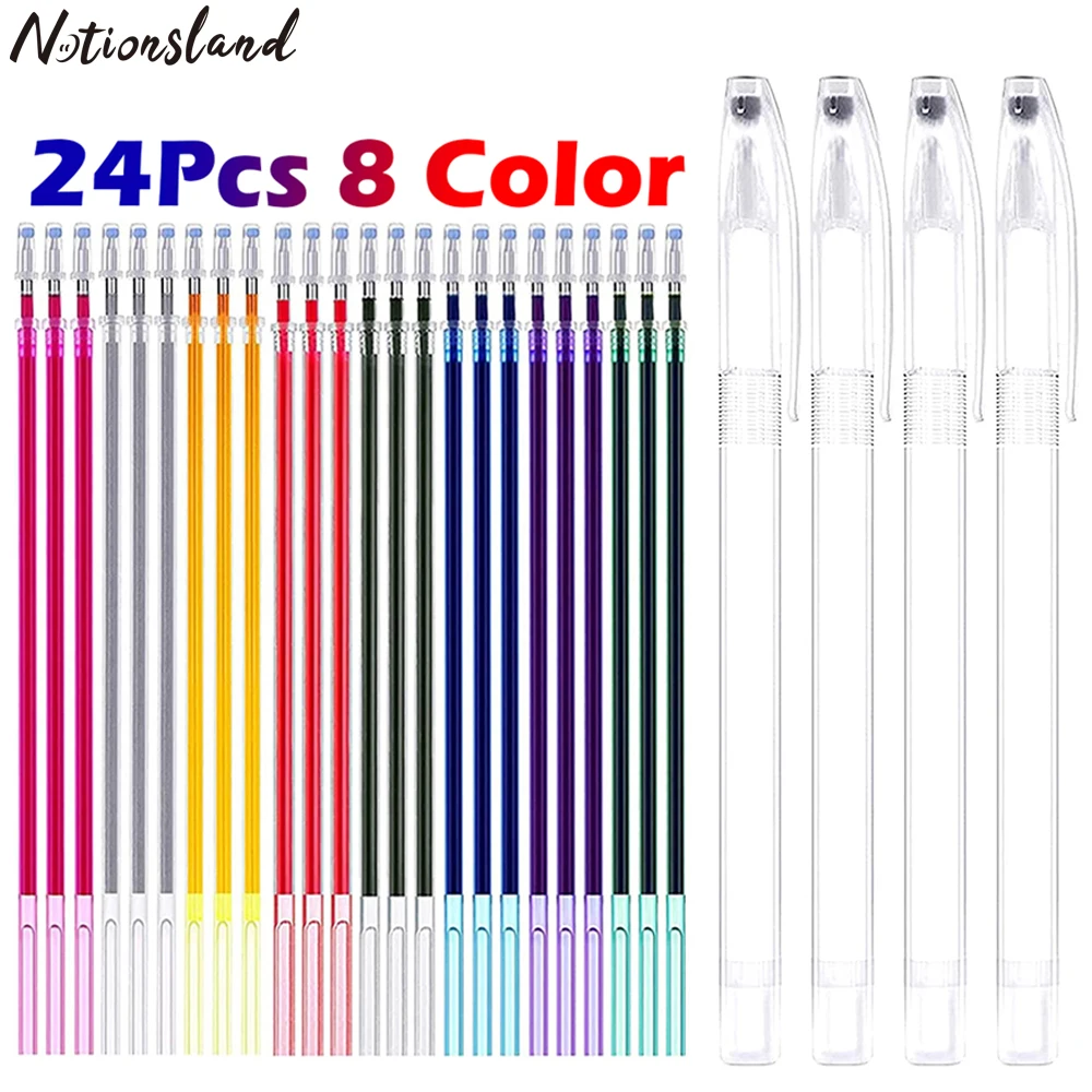 

4pcs Water Soluble Disappearing Pen with 24 Fabric Marker Refills Marking for Sewing Quilting and Dressmaking Tailor's Chalk