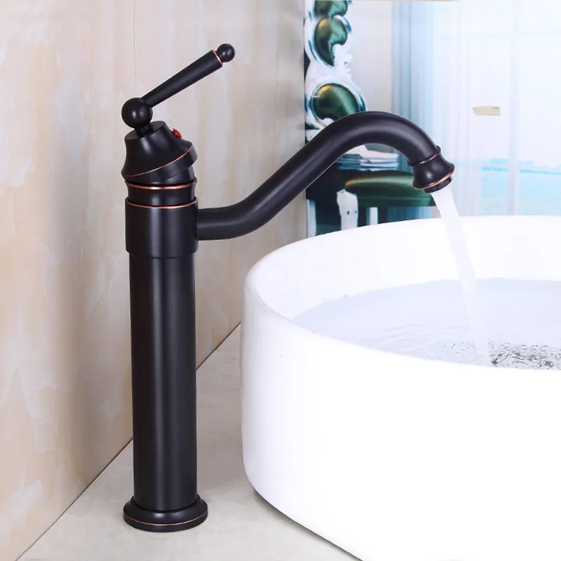 Black Oil Brushed Copper Bathroom Basin Faucet Antique Brass Sink Mixer Tap Hot & Cold Chrome/Gold Deck Mounted Single Lelver